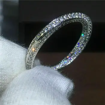 Läikiv Crystal abielusõrmused Naiste Hõbedast Värvi Ehted Tüdrukud Micro Sillutatud Väike Ring CZ Kivi Sõrme kihlasormus Kingitused