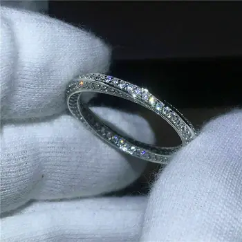 Läikiv Crystal abielusõrmused Naiste Hõbedast Värvi Ehted Tüdrukud Micro Sillutatud Väike Ring CZ Kivi Sõrme kihlasormus Kingitused