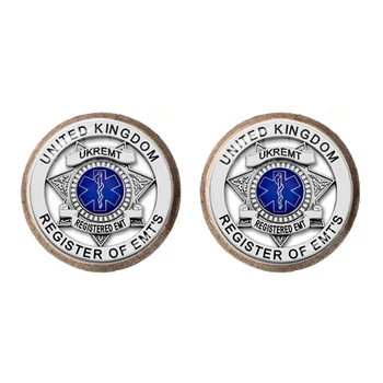 Erakorralise Meditsiini Tehnik Paramedic Sümbol, Logo Kõrvarõngad 12 mm Klaas kivi ümber Blue Star Elu EMT Märk Ehted Kingitus
