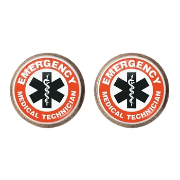 Erakorralise Meditsiini Tehnik Paramedic Sümbol, Logo Kõrvarõngad 12 mm Klaas kivi ümber Blue Star Elu EMT Märk Ehted Kingitus