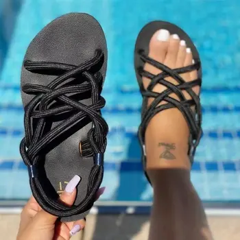 2021 suvel uued naiste kingad korter sandaalid naiste suu tahked värvi välimine kanda casual fashion shoes