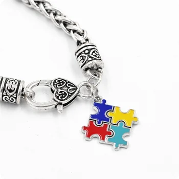 Autism Awareness Värvikas Puzzle Square Emailiga Võlu Käevõru Laste Puzzle Autism Käevõru