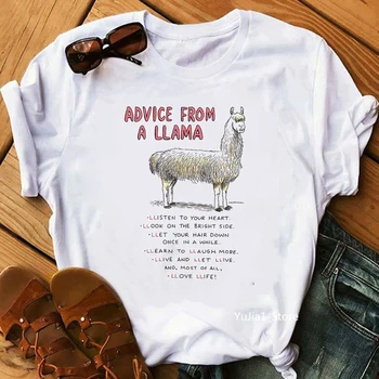 Naiste t-särk harajuku kawaii Alpacas loomade prindi naljakas t-särgid naiste suvine valge top camiseta mujer vabaaja riided tshirt
