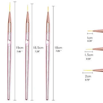 Rose Gold Nail Brush Set Professionaalne Nailon UV Gel Vihjeid 3D Pliiats Maniküür Pediküür Harjad Salong Küünte DIY Tarvikud