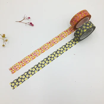 Kõrge kvaliteediga washi paper tape/15mm*10m hall taust pesakond lill ja värvi väike lill varjab jaapan washi lint