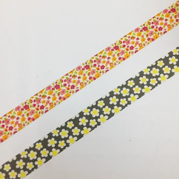 Kõrge kvaliteediga washi paper tape/15mm*10m hall taust pesakond lill ja värvi väike lill varjab jaapan washi lint