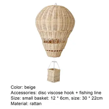 Käsitsi kootud Rotangist Hot Air Balloon Kaasaskantav Loomulik Foto Prop Seina Riputamise Home Decor Kauplus Aken