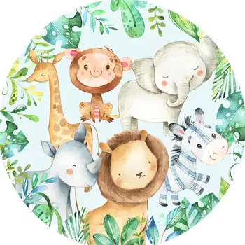 Ring ringi taust baby shower sünnipäeva taustaks Troopiliste taimede džunglis loomade lapsed Pool decor tabel Hõlmab YY-592
