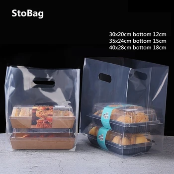 StoBag 50tk Küpsised Pakkimine Läbipaistev Käepide Plastikust Kotid Sünnipäeva Kook Leib Asjade Paksenema