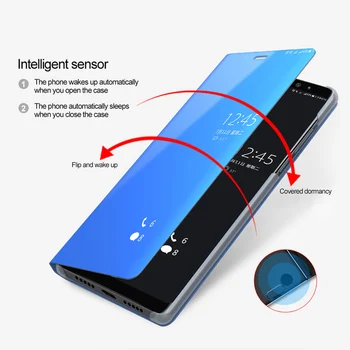 Smart Mirror Klapp Telefoni Puhul Huawei P Smart Plus 2019 Kaas Huawei P Smart Z STK-L21 Clear View Juhtudel POT-LX1 POT-LX3