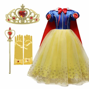 Kuldne Belle Kleit Lapsed Cosplay Kostüüm Tüdruk Printsess Kleit Tüdrukute Lumi Valge Rolli Mängida Kleit Kaunitar ja Koletis Riided