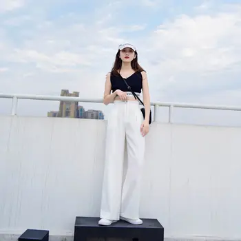 2021 kevadel ja suvel uus wide-jala püksid naiste püksid lahti slim liibuvad retuusid korea vabaaja kõrge vöökoht püksid