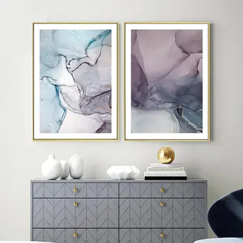 Marmor Abstraktne Tekstuur Plakat, Kuld, Sinine Seina Art Print Kaasaegne Stiil Lõuend Tint Maali Nordic Dekoratiivne Pilt Home Decor