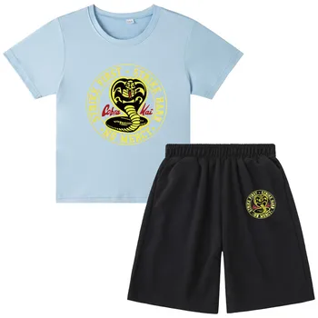 Sport Ülikond Poistele Cobra Kai 2tk Komplekt Laste Ülikond Puuvill Print T-Särgid + Püksid Poistele Laste Spordiriideid Tracksuit riided