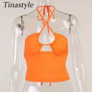 Tinastyle Must Y2K Sidemega Suvel Crop Top Naiste Korsett Top Päitsed Lace Up Backless Lühike Tank Top Streetwear Vabaaja Põhiline Tees
