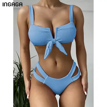 INGAGA Soonilised Bikinis 2021 Supelrõivad Naiste Push Up Naiste Ujumistrikood Seksikas Brazilian Bikinis Set V-kaeluse Biquini Lõigatud Beachwear