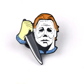 Halloween Michael Myers Kõrvits Emailiga Sõle Sõrmed Pääsme Rinnamikrofon Nööpnõelad Sulam, Metall, Ehted Aksessuaarid Kingitused