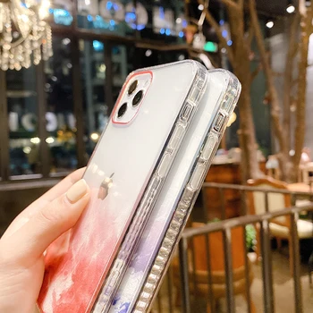 Glitter Akvarell Maal Marmor Telefon Case For iPhone 12 11 Pro XR X XS Max 7 8 Plus 11Pro Kaitseraua Põrutuskindel Selge tagakaas