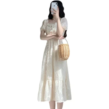 Suvel Raja prantsuse Vintage Tee Paus Kleit Luksus Segast Naiste Elegantne Ruffle Pits Kleidid Vestido De Mujer