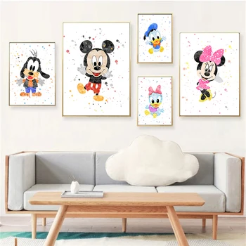 Disney Miki Hiir Minni Hiir Seina Art Lõuend Maali Nordic Plakatid ja Pildid Kodu Kaunistamiseks Pilte elutuba Decor