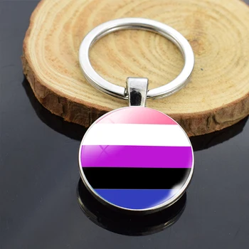 Double Küljed kivi ümber Klaasist Võtmehoidja Homoseksuaalne Armastus RainbowFlag Gay Võti Ketid Tarvikud samasooliste Armastus Ehete Hulgimüük