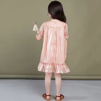 2021 Suvel Lapsed Boutique Riided Korea Tüdrukud Printsess Kleidid, Laste Kuldset Tähte Tülli Kleit Teise Lapse Sünnipäeva Eid Riided