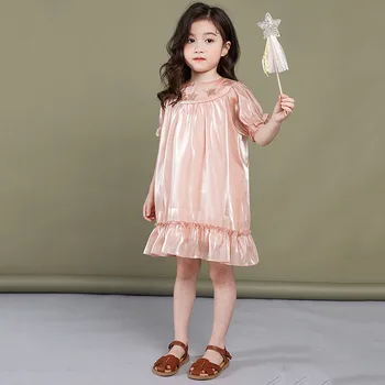 2021 Suvel Lapsed Boutique Riided Korea Tüdrukud Printsess Kleidid, Laste Kuldset Tähte Tülli Kleit Teise Lapse Sünnipäeva Eid Riided