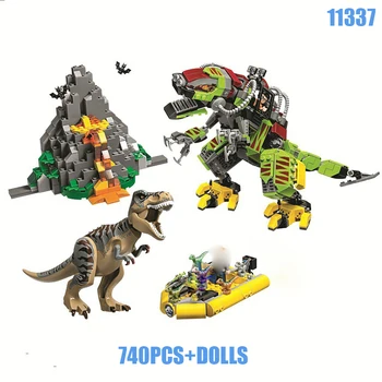 Uus 740Pcs Maailma T. rex vs Dino-Mech Võitlus Vulkaaniline kivim 11337 Mudel ehitusplokid Poisid, Kids Kooskõlas Tellised, Kingitused