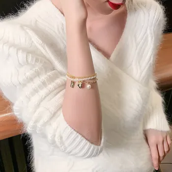 Super Väärtus Multi Layer Pearl Süda Murtud Käevõrud korea Fashion Ehted Lepinguosalise Tüdruku Elegantne Randme Tarvikud Naine