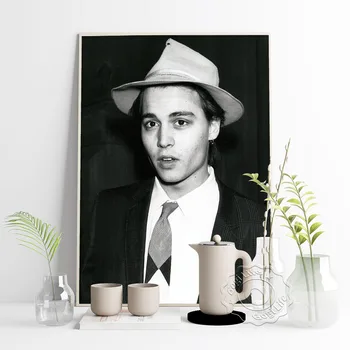 Ameerika Näitleja, Stsenarist Johnny Depp Must Ja Valge Portree-Plakat, Ilus Näitleja Art Prints, Fännide Kogumine Seina Pilt