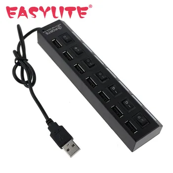 Kvaliteetne 7-Port USB Hub Turustusvõimalusi Väike Splitter Lüliti Pin süttib Plokid Komplekt