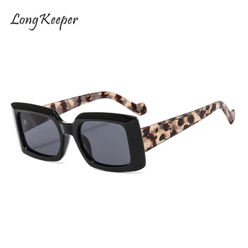 Mood Ristküliku Paks Raam Päikeseprillid Naiste Vintage Brändi Disainer Square Leopard Lill Päikese Prillid Isane Oranž Roheline Oculos
