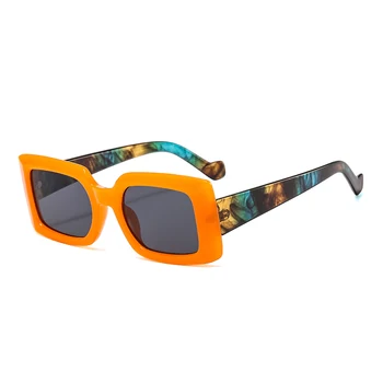 Mood Ristküliku Paks Raam Päikeseprillid Naiste Vintage Brändi Disainer Square Leopard Lill Päikese Prillid Isane Oranž Roheline Oculos