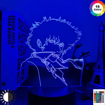 Led Night Light Lamp Anime Kauboi Küsimuse Spike Spiegel eest Magamistuba Dekoratiivsed Tuba Nightlight Sünnipäeva Kingitus 3d lauavalgusti