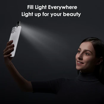 Akcoo iPhone 11 Pro Max Fill Light Juhul Selfie Ring light Cover iPhone XS XR 11 Pro 12 mini Välgu ümbris Kate