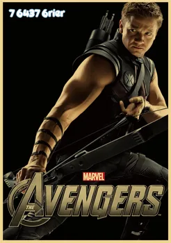 Marvel Superhero Retro Stiilis Jõupaber Plakat Iron Man Kapten Ameerika (Must Lesk Pere Teenetemärgi Maali Seina Kleebis