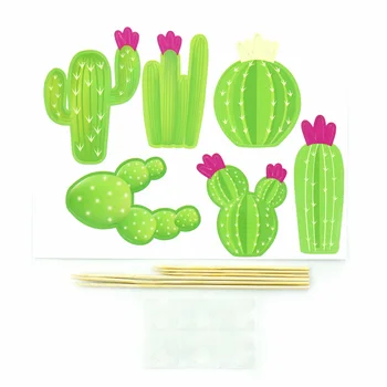 1Bag 6tk Cactus Fairy Kook Teenetemärgi Partei Laste Päev Koogikarpides Torukübar Happy Birthday Cake Decor Safari Teema Poole Tarvikud