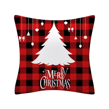 Jõulud Must Punane Ruuduline Muster Padi Polüester 45*45cm Dekoratiivsed Padjapüür Uus Aasta Diivan Kodus Auto PillowCover 41037