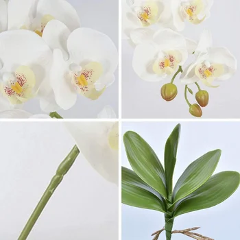 9 Head Jõulud Imitatsioon Lateks Orhidee Phalaenopsis Varre Kunstlik Phalaenopsis DIY Kimp Jaoks Pulmapidu Kodu Kaunistamiseks