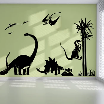 Suur Dinosaurus Puu, Lind Seina Kleebis Cartoon Jurassic Park Adventure, Eluslooduse Metsamaa Loomade Seina Decal Kids Room Lasteaed Vinüül