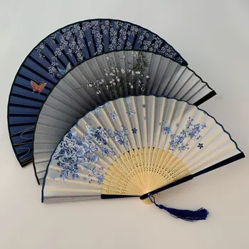 Vintage Stiilis Silk Kokkuklapitavad Fänn Hiina Jaapani Muster Kunst Käsitöö Kingitus Kodu Kaunistamiseks Kaunistused Tants Käsi Fänn