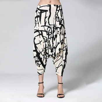LANMREM Plisseeritud Püksid 2021 Suve Trend Uus Triibuline Elastne Kõrge Vöökoht Mood Printting Püksid Naiste Haaremi Püksid YJ167