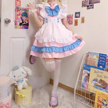 Naiste Neiu Riided Anime Armas Kass Roosa Sinine Pitsiline Põll Kassi Käpa Lolita Kleit Cosplay Kostüüm Täielik Komplekt Pluss Suurus 4xl Gooti Lolita