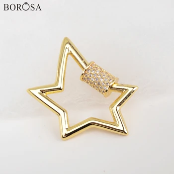 BOROSA Gold Star Kruvi Pannal Pistik Trendikas Micro Sillutatud CZ Star Pannal Naiste Kaelakee Tegemise Käevõru Pannal WX1343