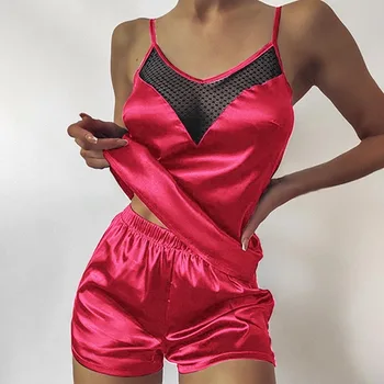 Naiste Sexy Pidžaama Komplekt Seksikas Pits Spagetid Rihm Pesu Sleepwear Sobiks Vabaaja V-Kaeluse Emane 2 Töö Nightwear Lühikesed Püksid Komplekt