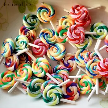 8pcs Armas Vikerkaar Lollipop Võlusid Kawaii Candy Ripatsid DIY Käevõru, Kaelakee, Kõrvarõngas Võtmehoidja Ehted Tegemine