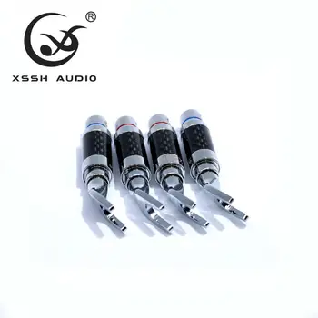 4tk 8pcs XSSH audio süsinikkiust Puhas Vask Roodiumi Pinnatud Kahvel AMP Kõlar 6.8 mm-Y kujuga Labidas Banana Pistik Pistik Pistik