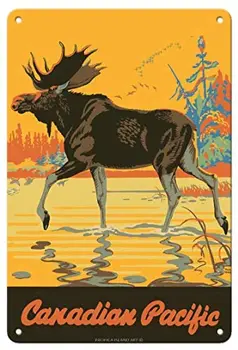 Külastada Kanada - Bull Moose - Kanada Vaikse Ookeani Raudtee - Vintage Raudtee Reisi Plakat Vintage Metallist Tina Märk