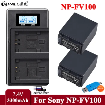 NP-FV100 NPFV100 NP-FV100 Kaamera Aku Sony Sony NP-FV30 NP-FV50 NP-FV70 SX83E SX63E FDR-AX100E VG30E + LCD USB-Laadija