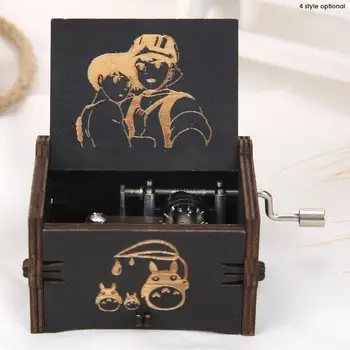Vintage Muusika Box, Graveeritud Puidust Music Box Käsi Vänt Kellavärk Huvitav Mänguasjad Lastele Jõulukingiks Kodus Kaunistused Käsitöö